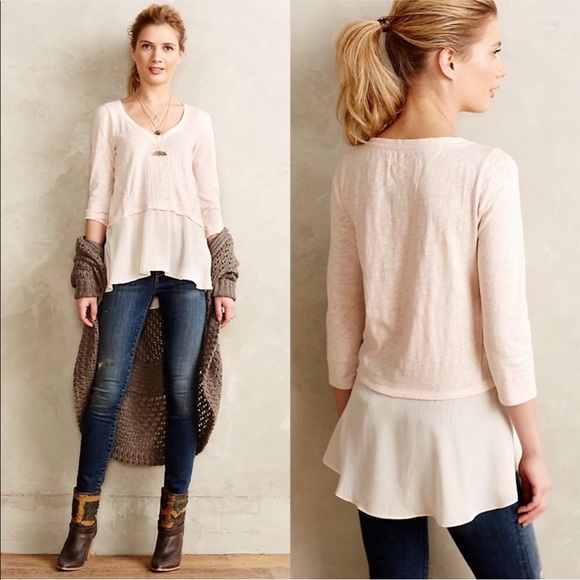 Anthropologie Meadow Rue White Melia Peplum Top - Picture 2 of 7